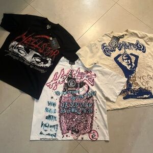 Hellstar Graphic T-Shirts - Black, White, Cream